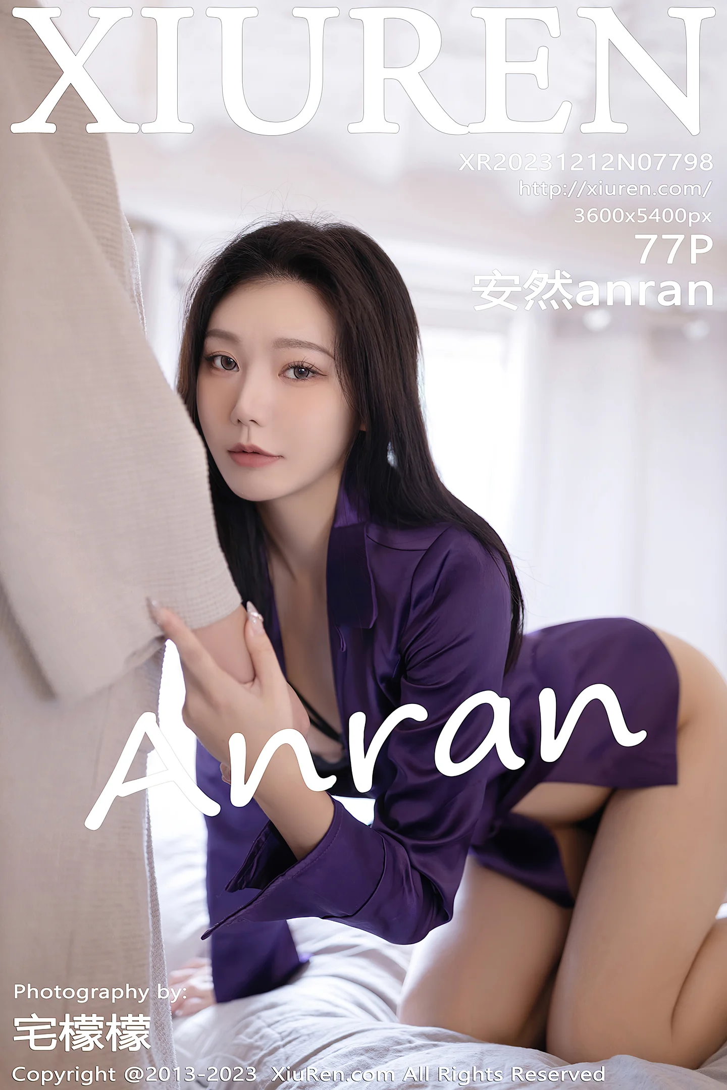 [XiuRen秀人网]No.7798_模特安然anran紫色上衣露性感黑色蕾丝内衣配破烂黑丝诱惑写真77P-秀人网 - XiuRen.Space